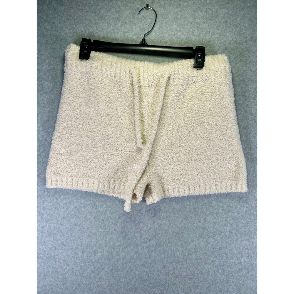Misscosy Cream Fuzzy Knit Lounge Shorts Drawstring Sleepwear Womens Size 8
